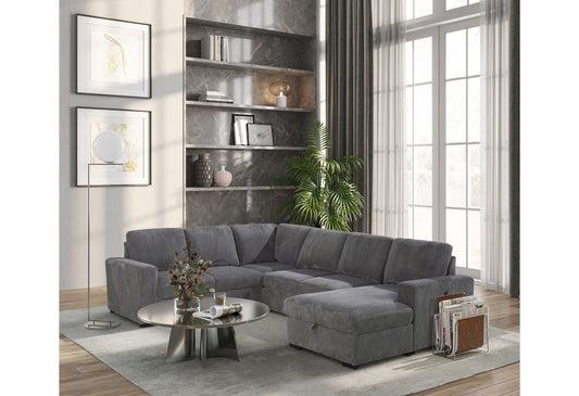 U2660 - Sectional With Pullout - Gray