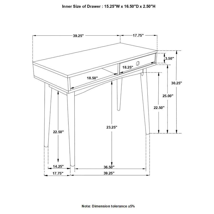 Bradenton - 1-Drawer Writing Desk - White And Walnut