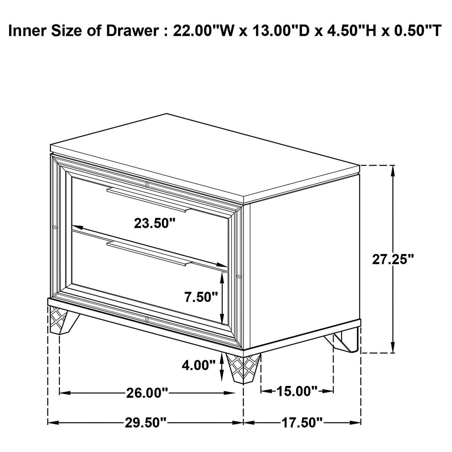 Marmore - 2-Drawer Nightstand Bedside Table - White