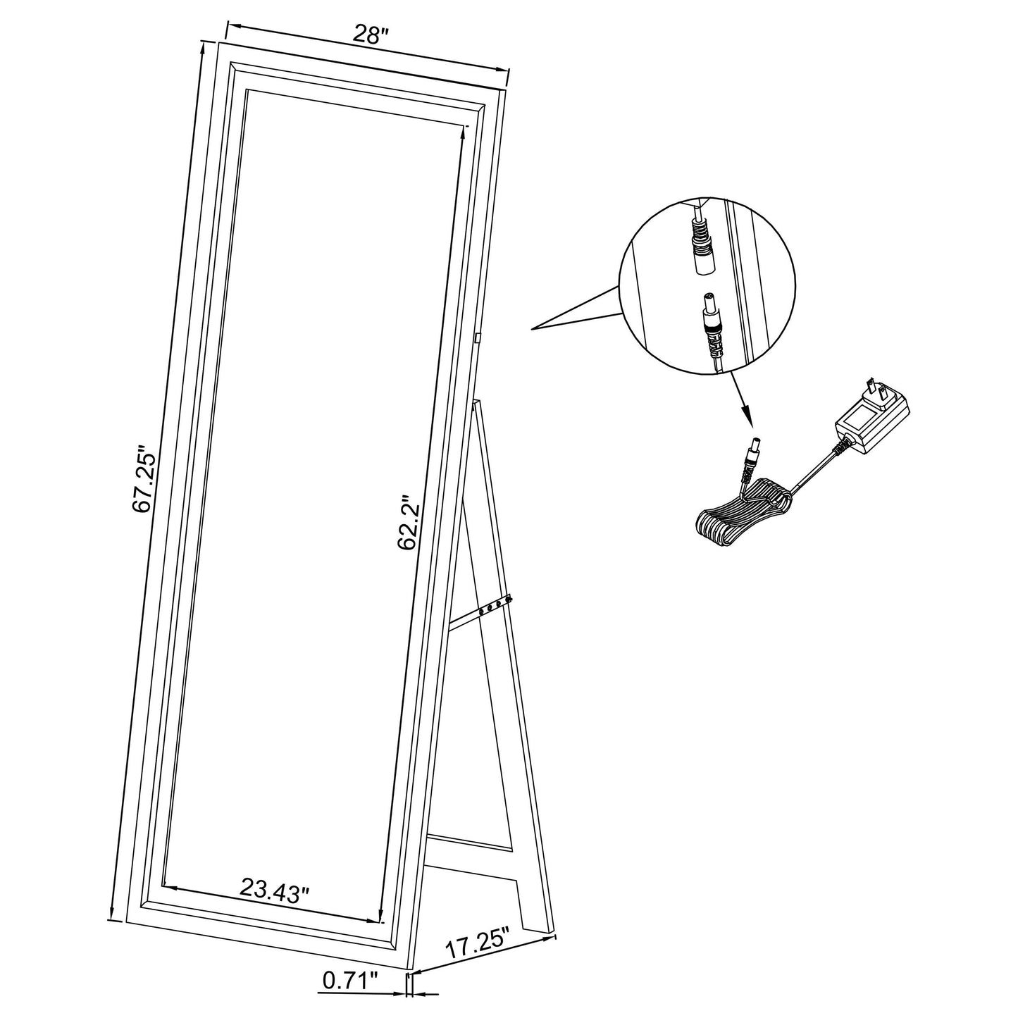 Windrose - Tempered LED Standing Mirror