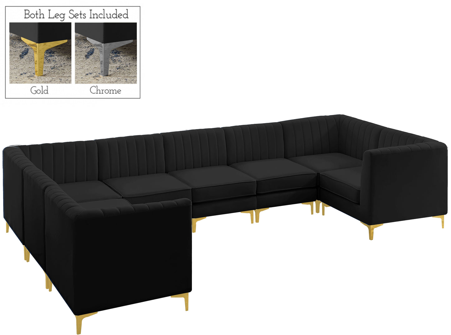 Alina - Modular Sectional 8 Piece - Black - Fabric