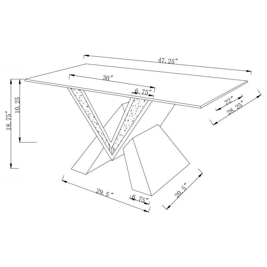 Taffeta - V-Shaped Coffee Table With Glass Top - Silver