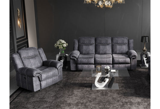 U2200 - Reclining Sofa, Console Glider Reclining Loveseat And Glider Recliner - Granite