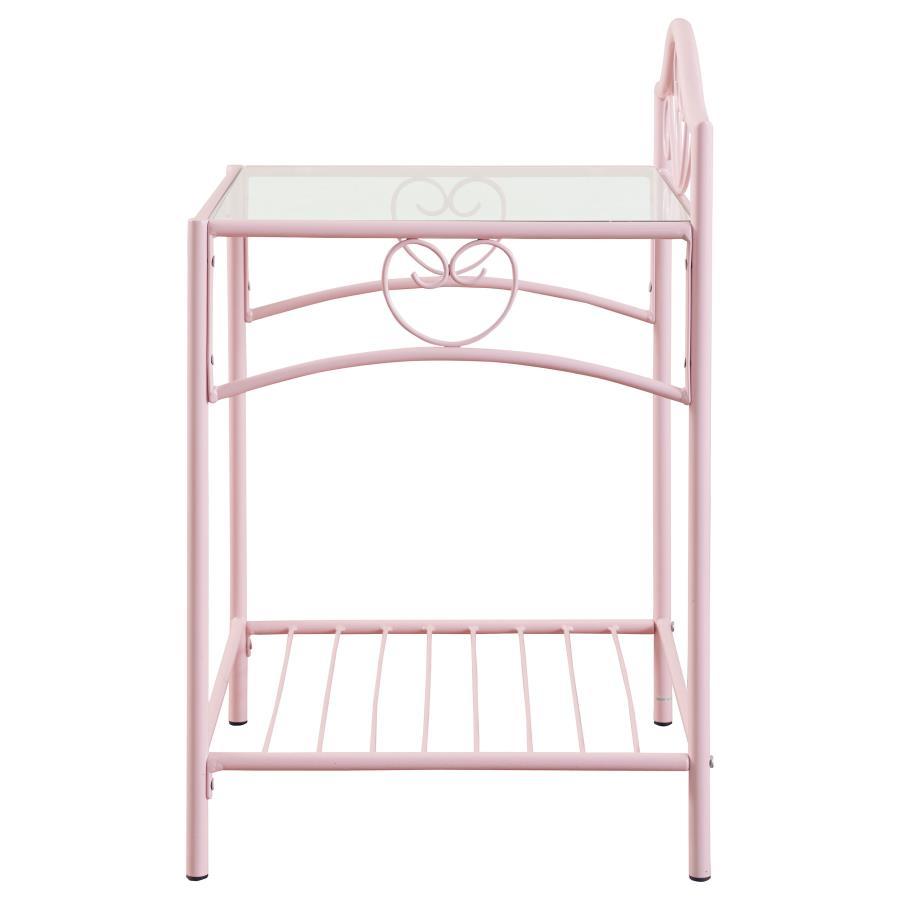 Massi - Metal 1-Shelf Nightstand - Powder Pink