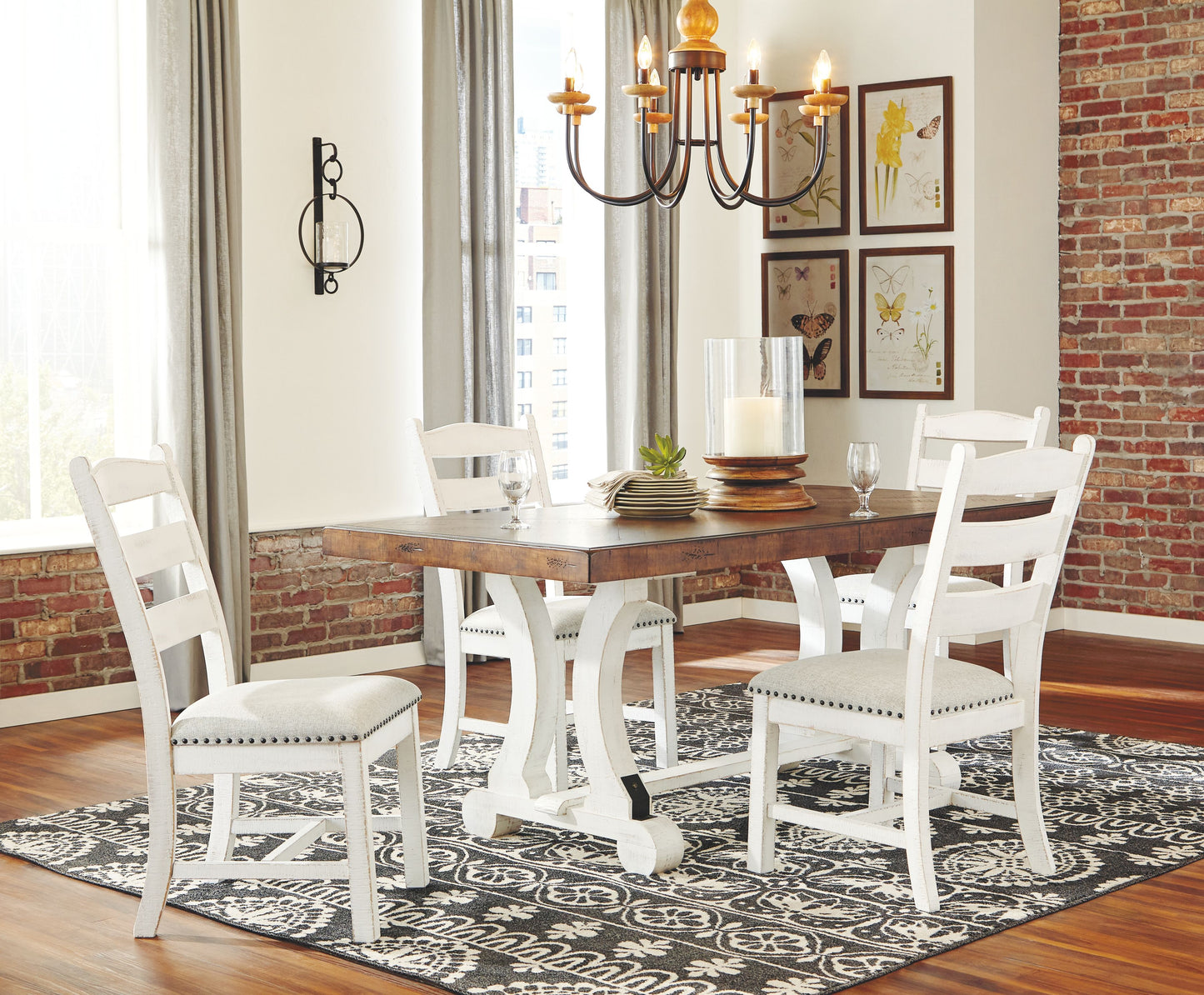 Valebeck - White / Brown - Rectangular Dining Room Table