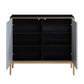 Quilla - Accent Table - Black, Gray & Brass Finish