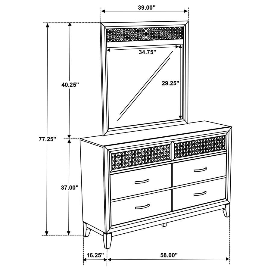 Valencia - 6-Drawer Dresser With Mirror - Light Brown And Black