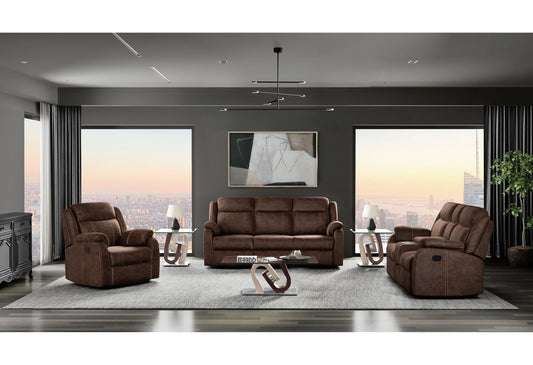 U7303 - Recliner Sofa / Console Power Recliner Loveseat / Glider Recliner - Dark Brown