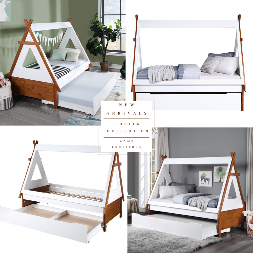 Loreen - Twin Bed - Oak & White Finish