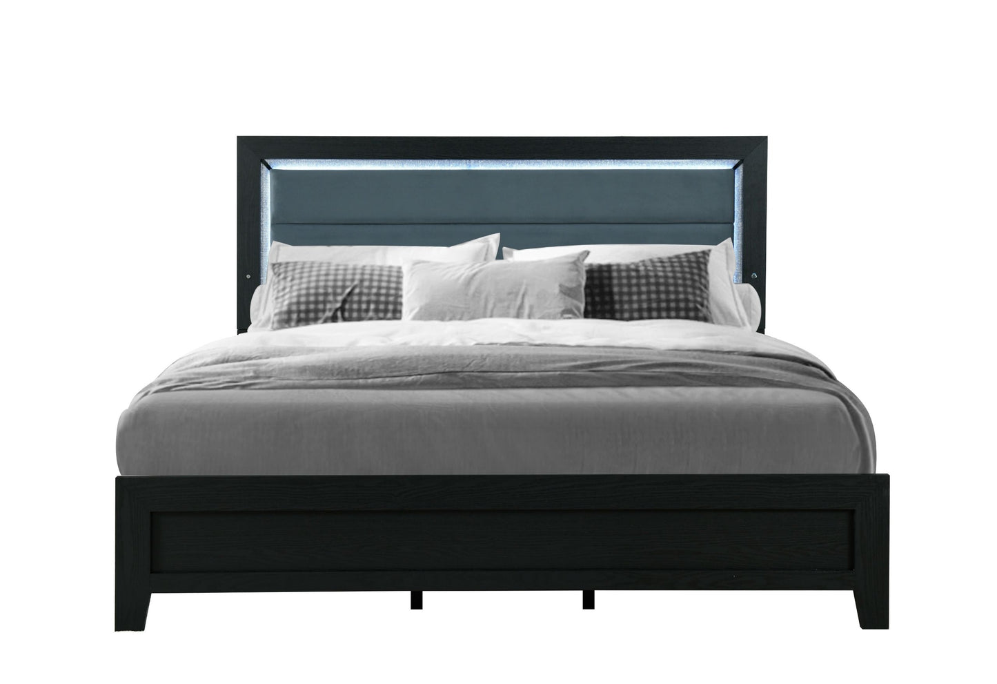 Reid - 5 Piece Full Bedroom Set With LED - Black