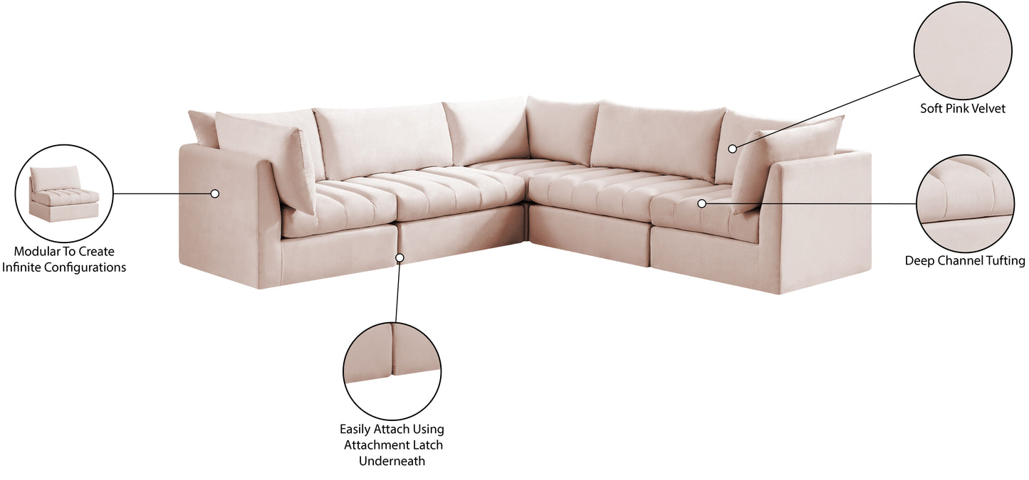 Jacob - Modular Sectional 5 Piece - Pink - Fabric