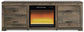 Trinell - Brown - 72" TV Stand With Fireplace Insert Glass/Stone