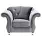 Frostine - Button Tufted Chair - Silver