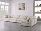 Plush - Velvet Standart Comfort Modular Sectional 5 Piece - Cream