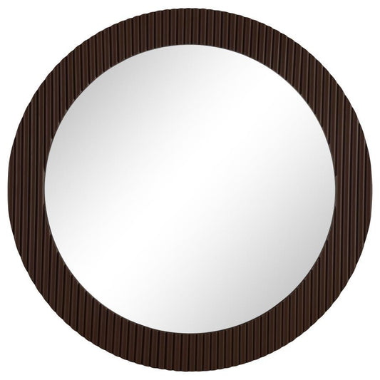 Dexter - Round Reeding Frame Wall Mirror - Brown