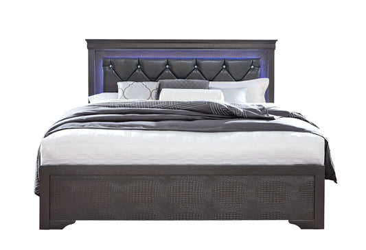 Pompei - Queen Bed With LED - Metallic Gray