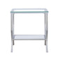 Saide - Square End Table With Mirrored Shelf - Chrome