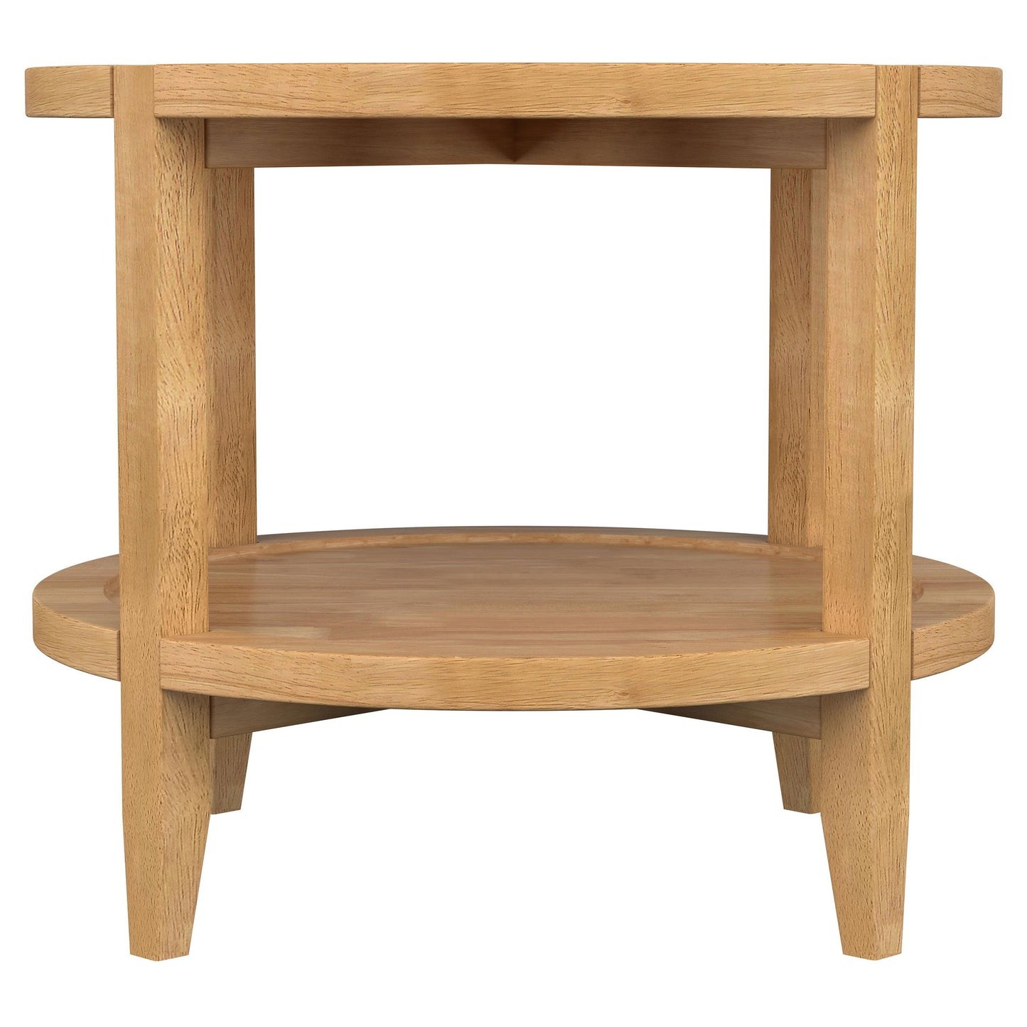 Camillo - Round Solid Wood End Table With Shelf - Maple Brown