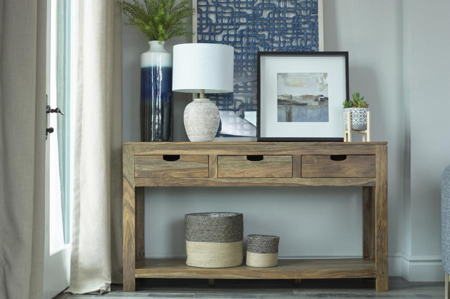 Esther - 3-Drawer Storage Console Table - Natural Sheesham