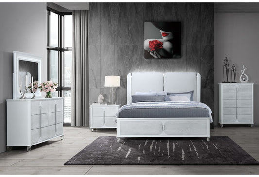 Apollo - 5 Piece King Bedroom Set - Gray / White