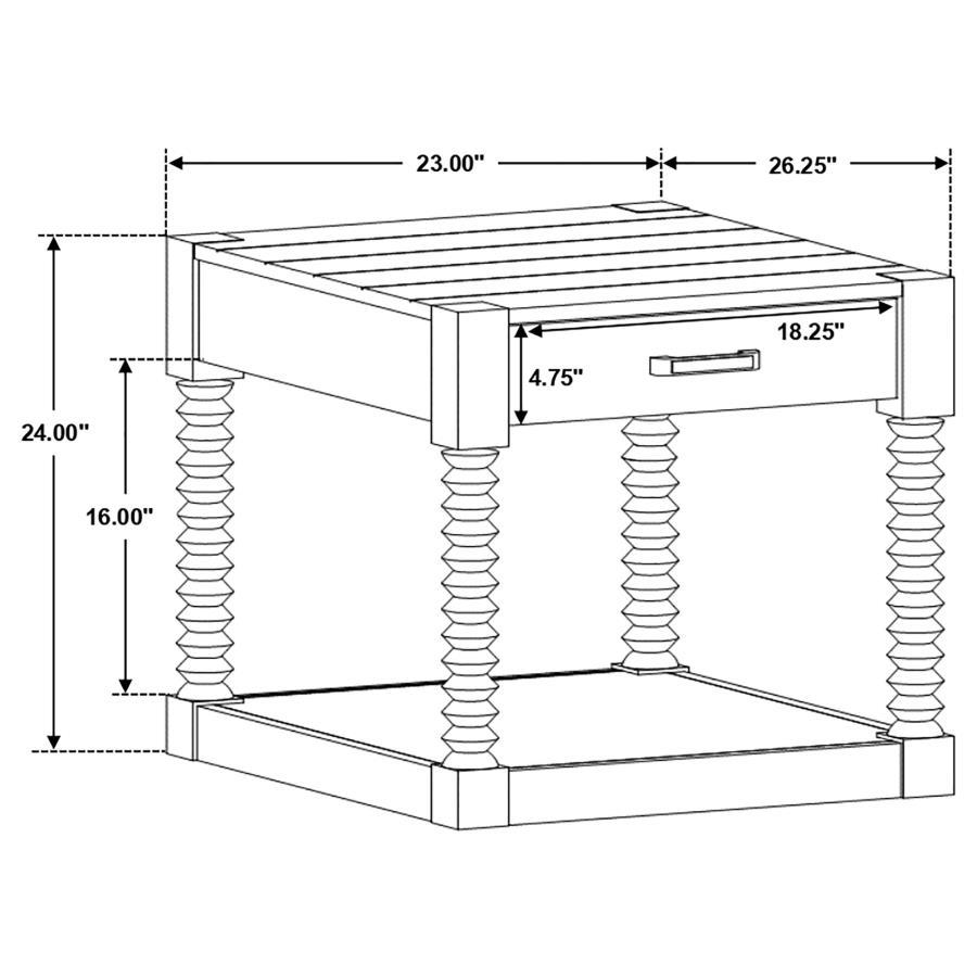 Meredith - 1-Drawer End Table - Coffee Bean