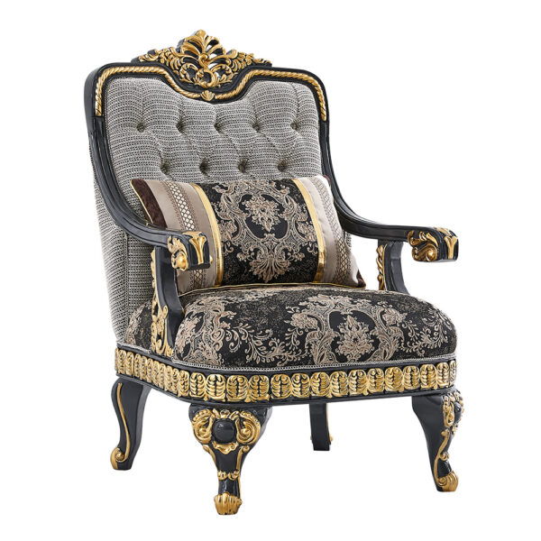 HD-9012 - Chair - Black / Beige / Gold