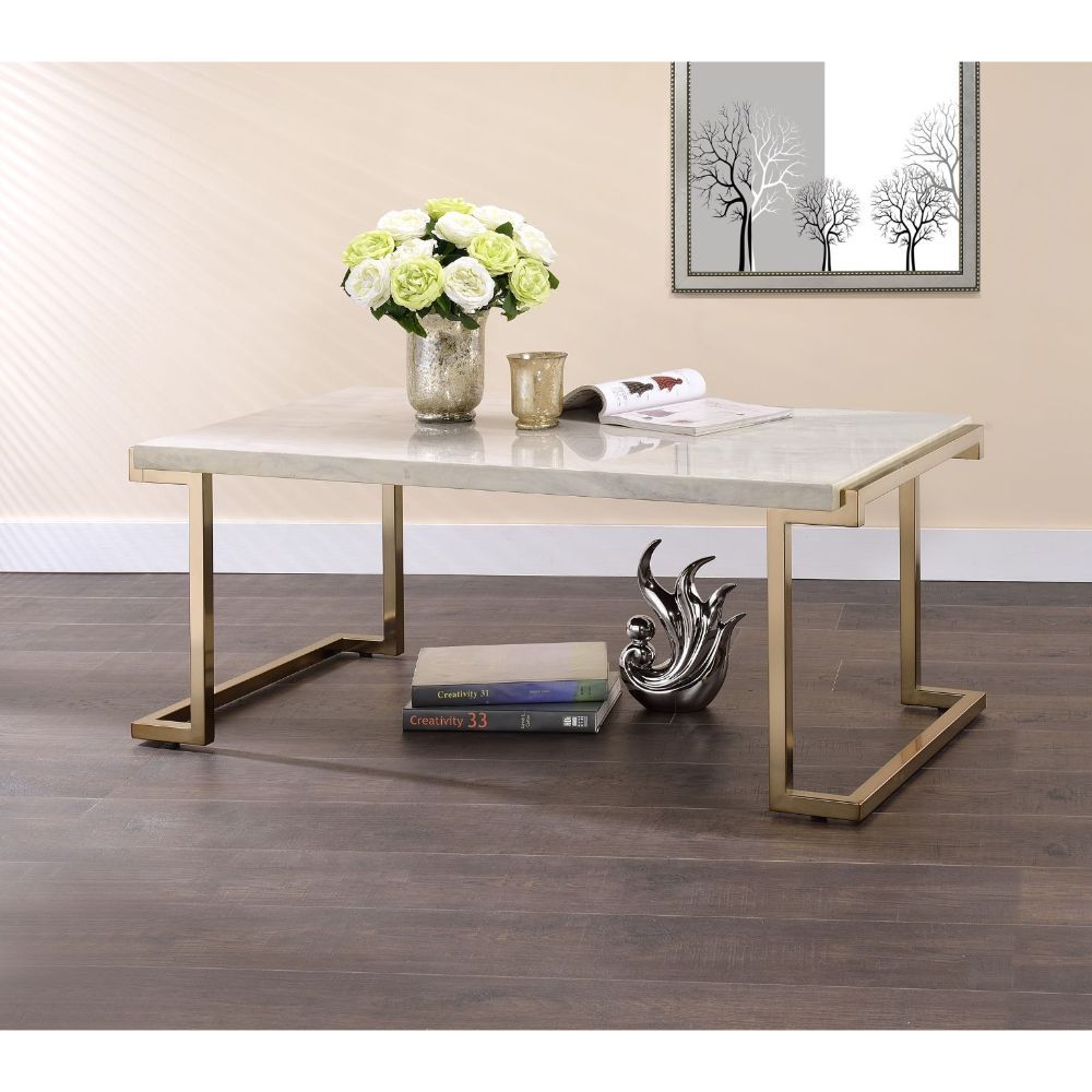 Boice II - Coffee Table - Faux Marble & Champagne