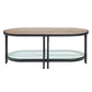 Brantley - Coffee Table - Oak & Sandy Black Finish - Metal - 18"