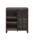 Treju - Wine Cabinet - Obscure Glass, Rustic Oak & Black Finish