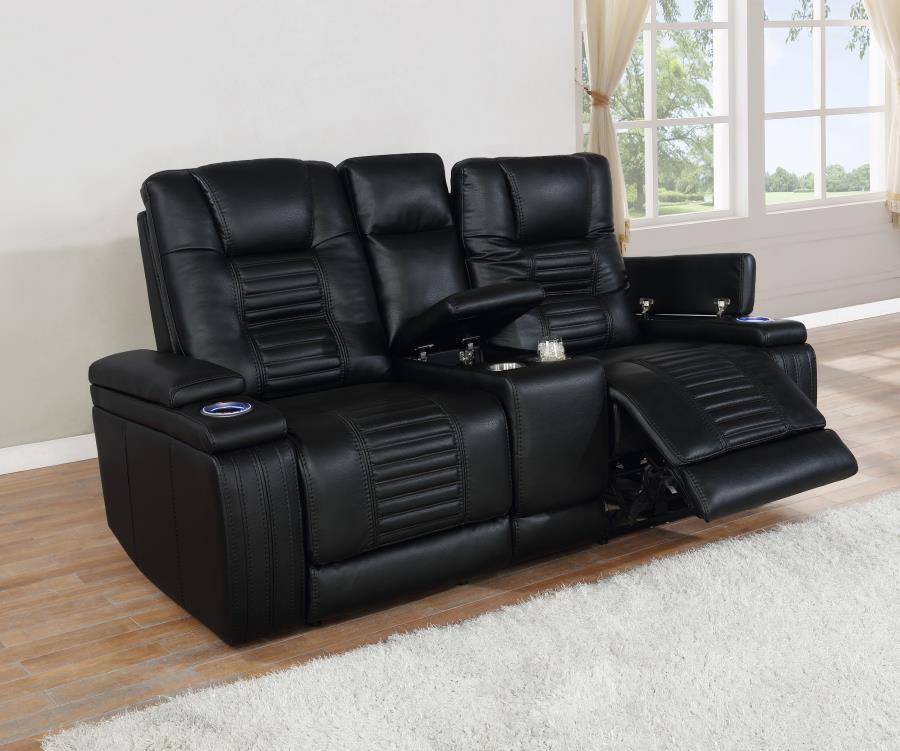 Zane - Dual Power Loveseat - Black