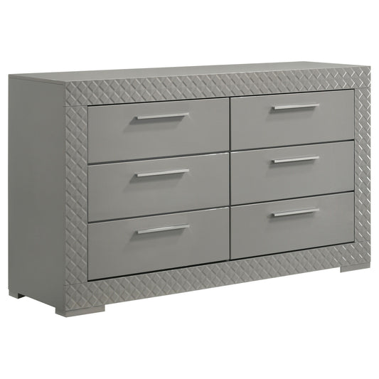 Ives - 6-Drawer Dresser Cabinet - Gray High Gloss