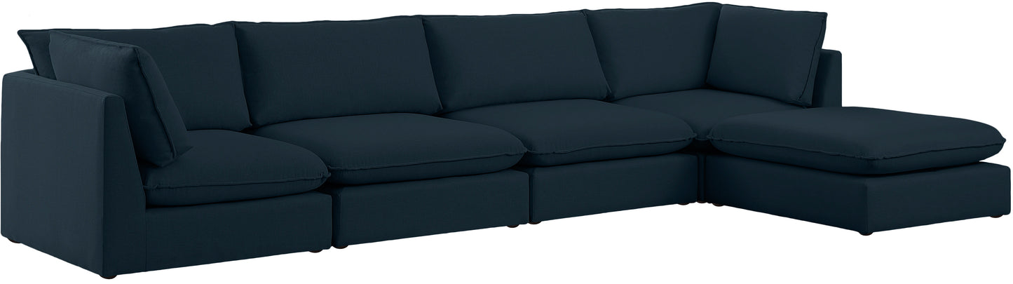 Mackenzie - Modular Sectional 5 Piece - Navy - Fabric - Modern & Contemporary