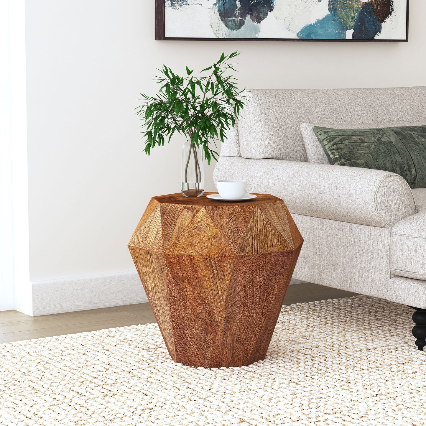 Jacinto - Octagonal Solid Mango Wood Side Table