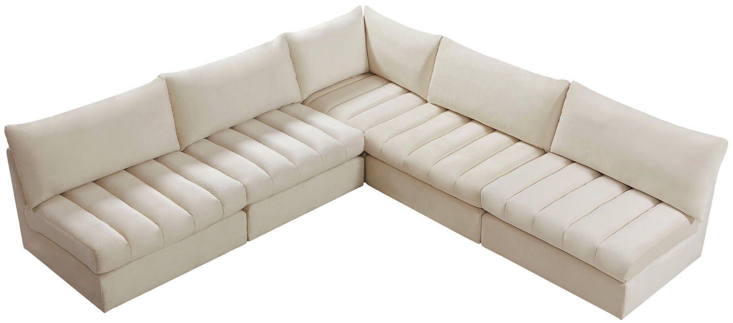 Jacob - Modular Sectional 5 Piece - Cream - Fabric - Modern & Contemporary