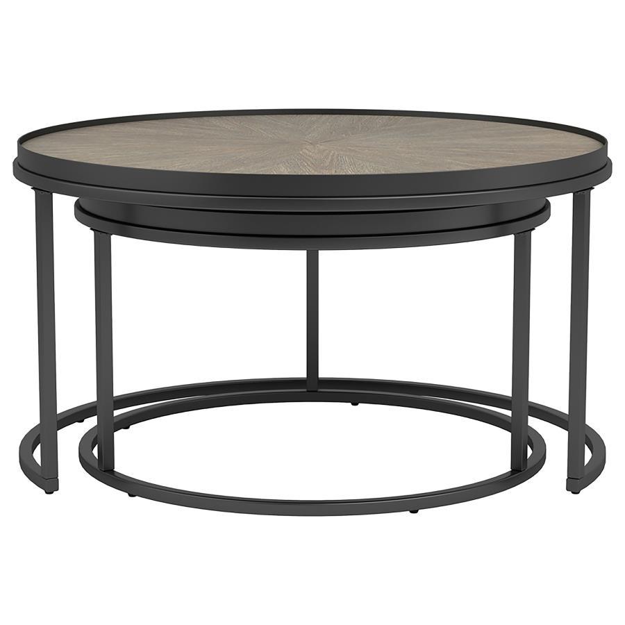 Rodrigo - 2 Piece Round Nesting Tables - Weathered Elm