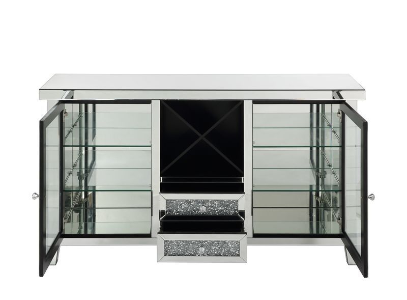 Noralie - Wine Cabinet - Mirrored & Faux Diamonds - 36"