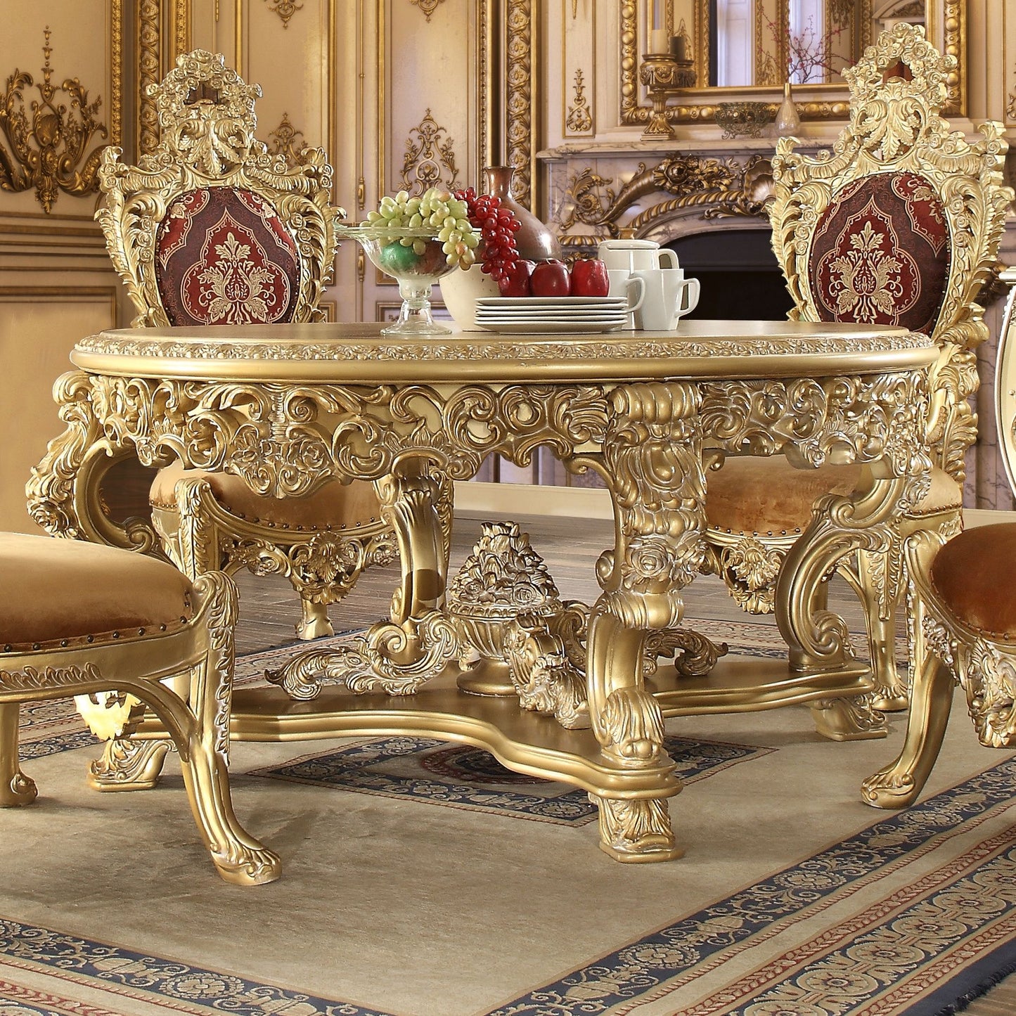 HD-8086 - Round Dining Table - Bright Gold