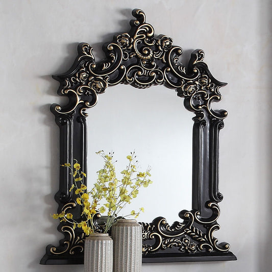 HD-328B - Mirror - Black Enamel With Gold Highlights