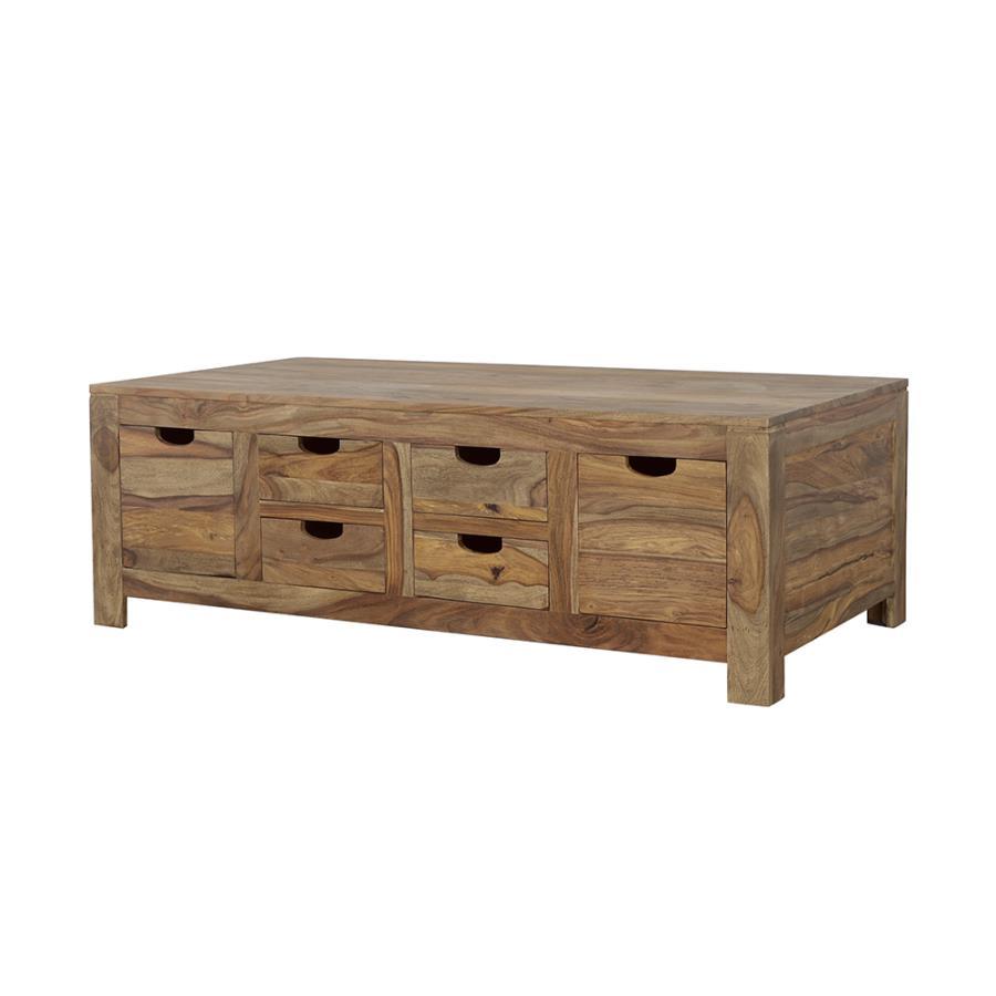 Esther - 6-Drawer Storage Coffee Table - Natural Sheesham