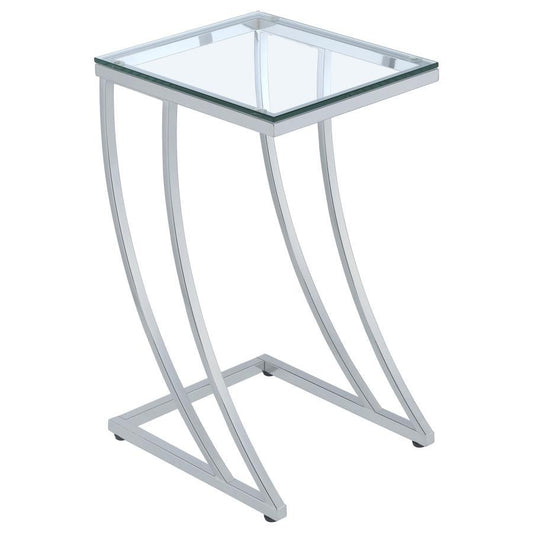 Cayden - Rectangular Top Accent Table - Chrome And Clear