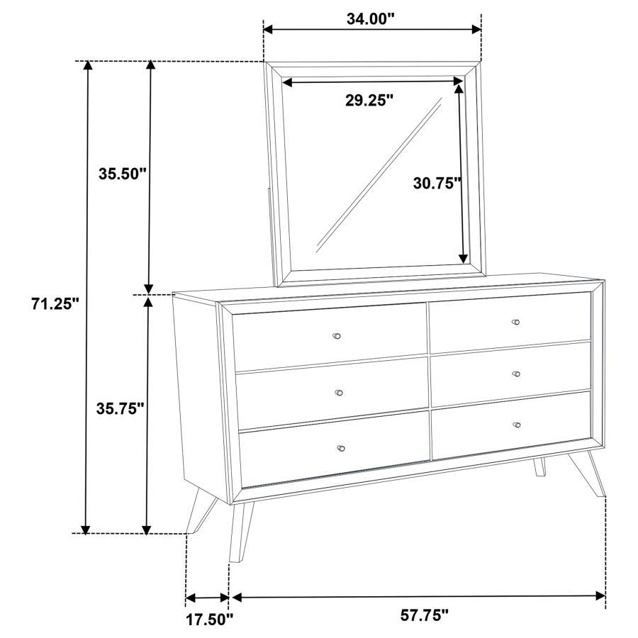 Janelle - 6-Drawer Dresser With Mirror - White