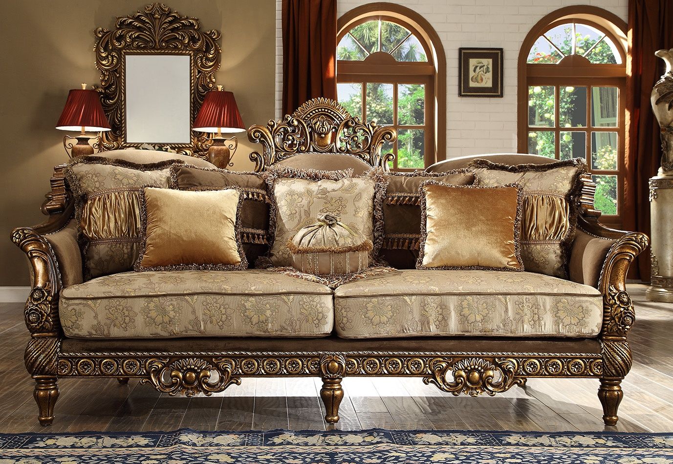 HD-610 - Sofa - Antique Gold & Perfect Brown