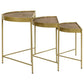 Tristen - 3 Piece Demilune Nesting Table With Recessed Top - Brown And Gold