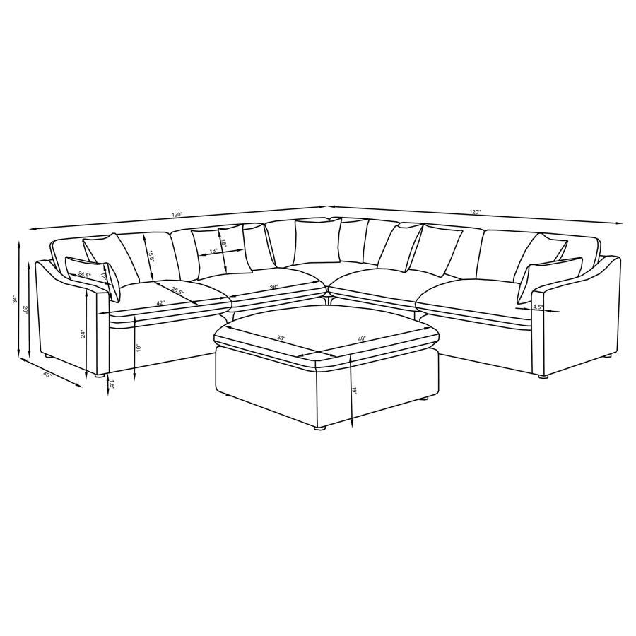 Hobson - 6 Piece Upholstered Modular Sectional Sofa - Ivory