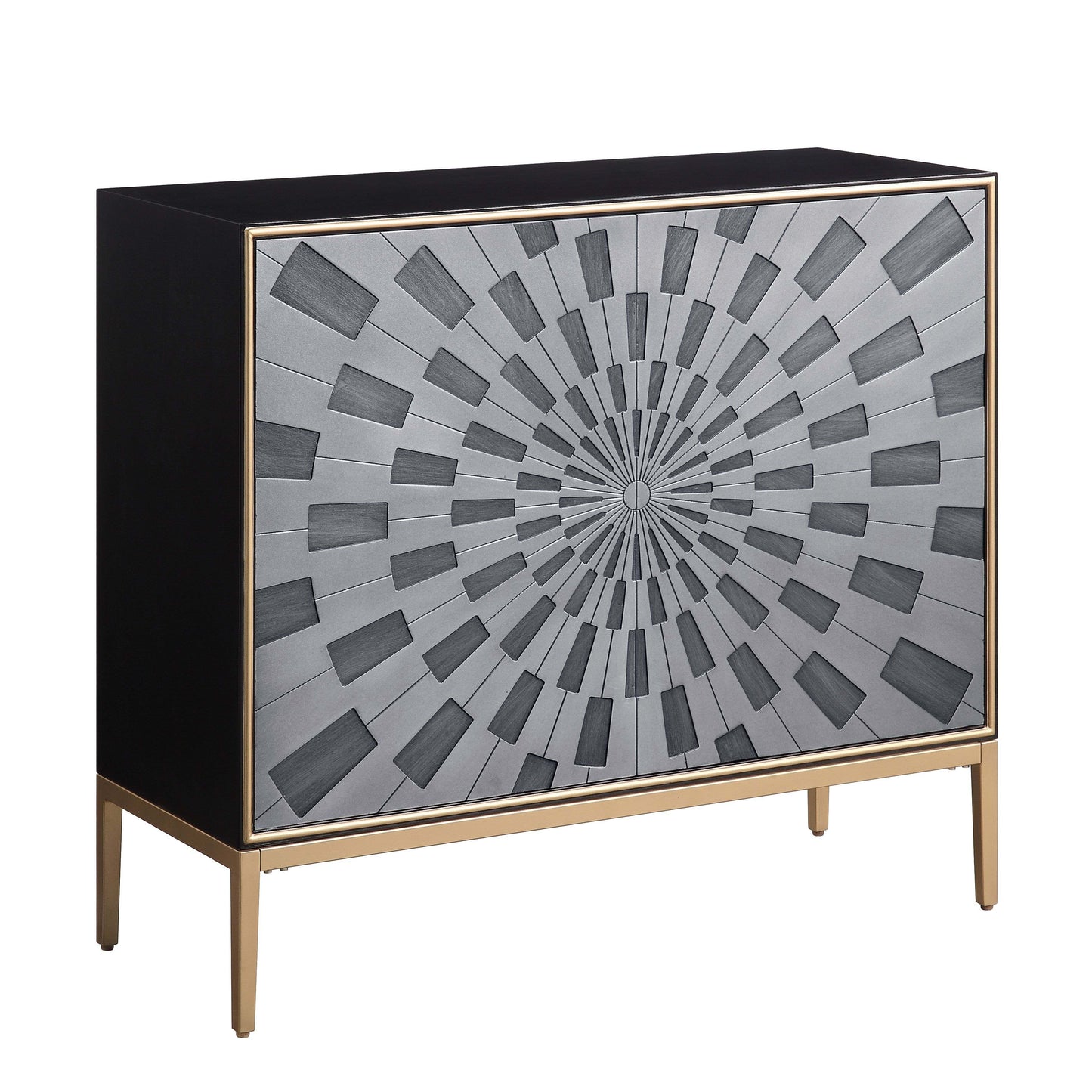 Quilla - Accent Table - Black, Gray & Brass Finish