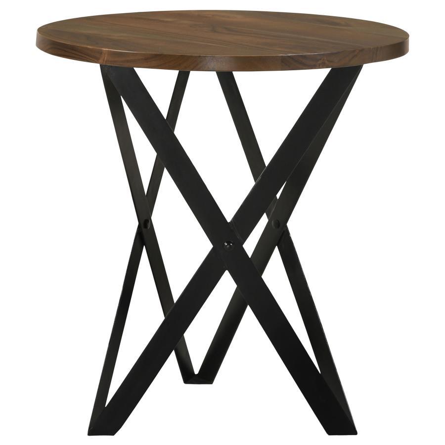 Zack - Round End Table - Smokey Gray and Black