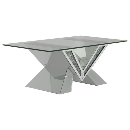 Taffeta - V-Shaped Coffee Table With Glass Top - Silver