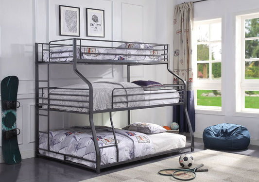 Caius II - Triple Bunk Bed - Twin Over Full Over Queen - Gunmetal