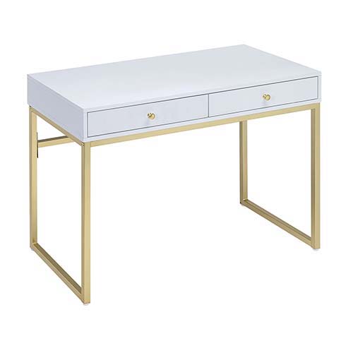Coleen - Vanity Desk - White & Brass Finish