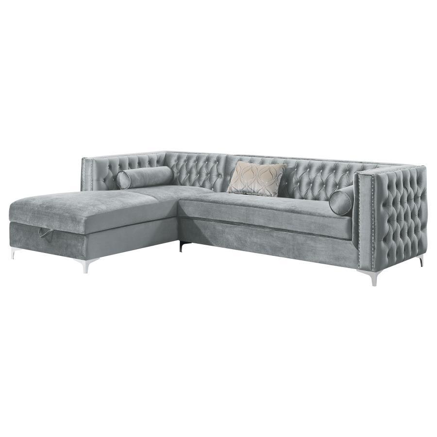 Bellaire - Button-Tufted Upholstered Sectional - Silver